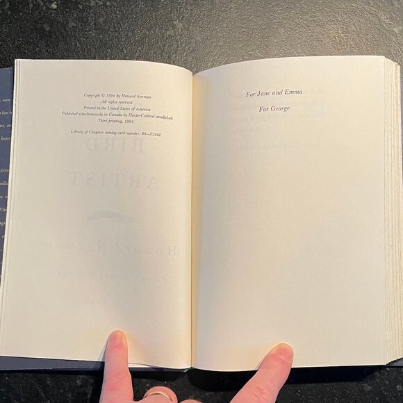 "The Bird Artist," by Howard Norman, 1994 3rd Printing Hardcover, Signed - Picture 6 of 6